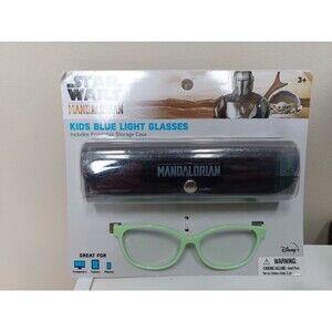Star Wars The Mandalorian Kids Blue Light Glasses with Storage Case Light Green